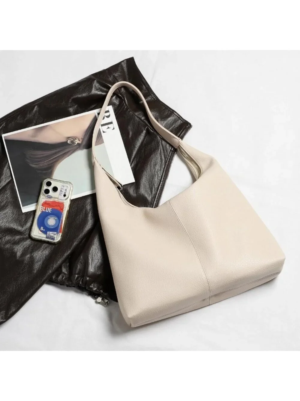 Stylish Large Vegan Leather Tote Bag for Women | Casual Slouchy Shoulder Purse